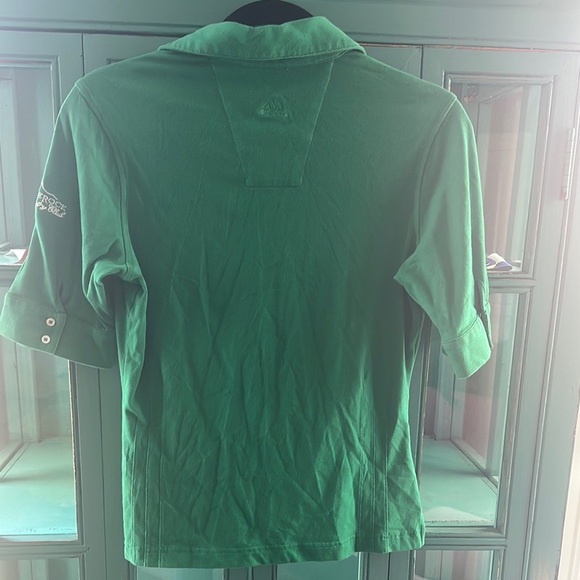 Adidas Green Button Down Climalite Stretch Polo Shirt - Picture 8 of 11